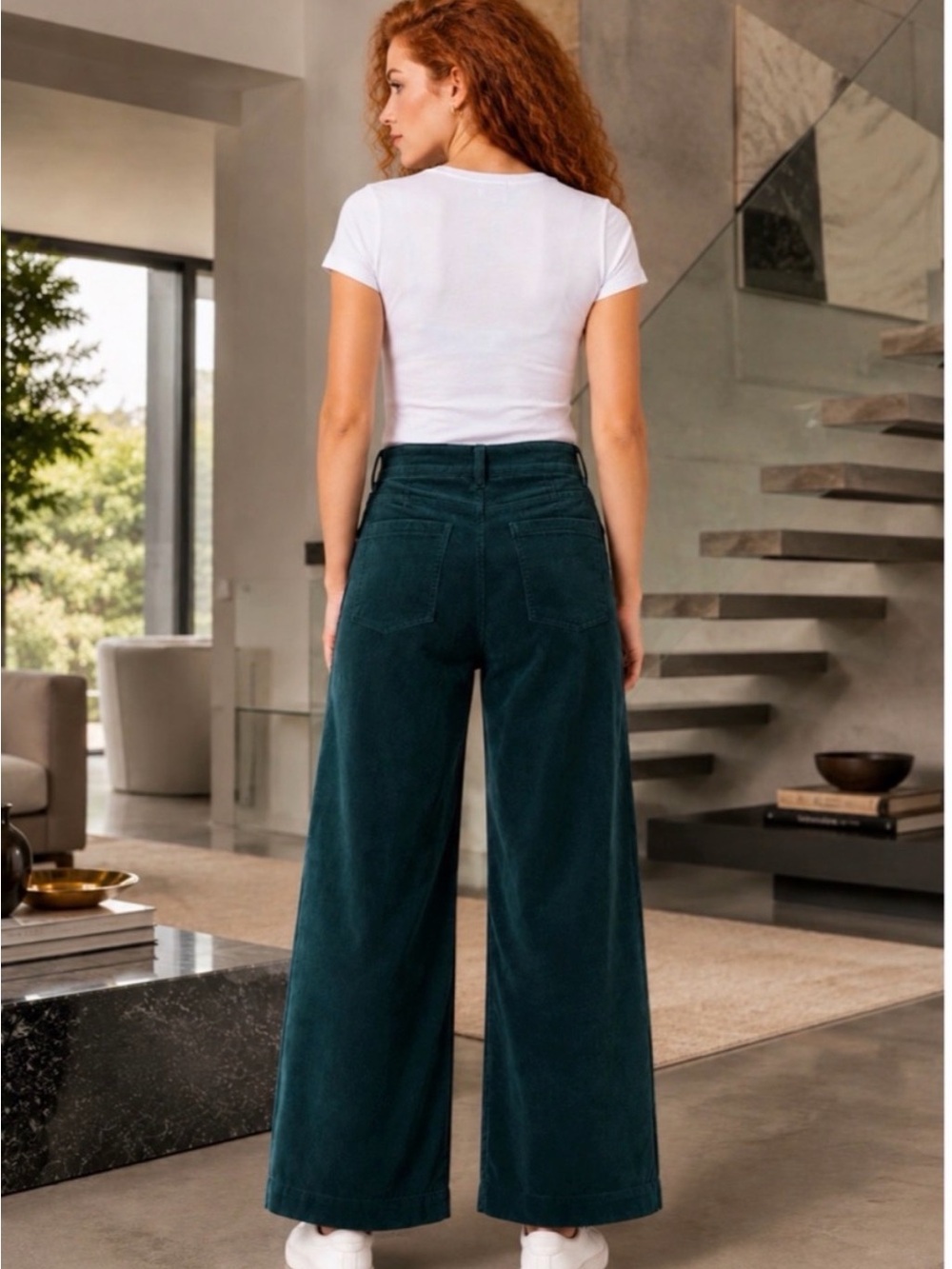 Anthropologie Maeve Colette Full Length Corduroy Pants Evergreen NWT Sz 27 - Picture 2 of 6